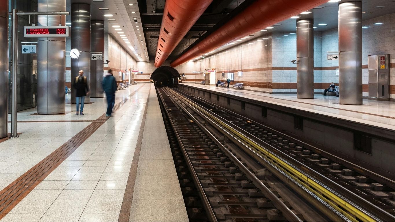 Train platform on a metro station in Athens